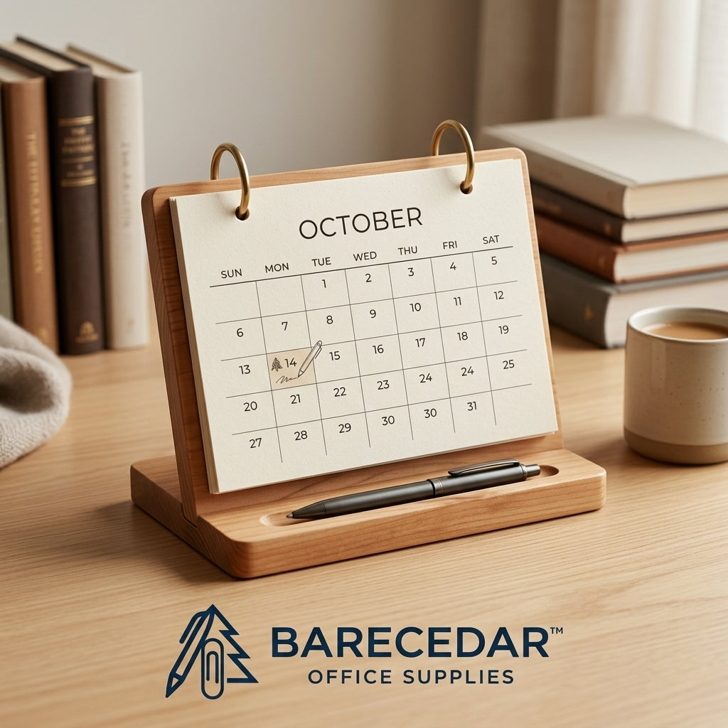 BARECEDAR™ Wooden Desktop Calendar Organizer
